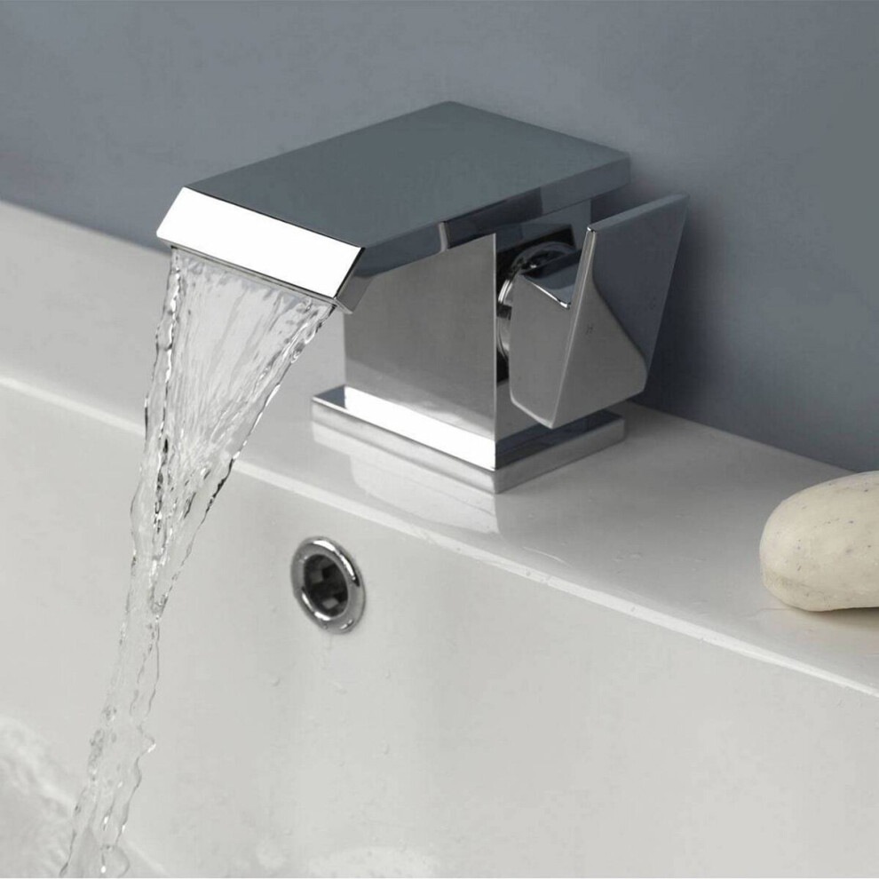 Truro Waterfall Basin Sink Mixer Tap & Unslotted Waste Chrome 5060920923600