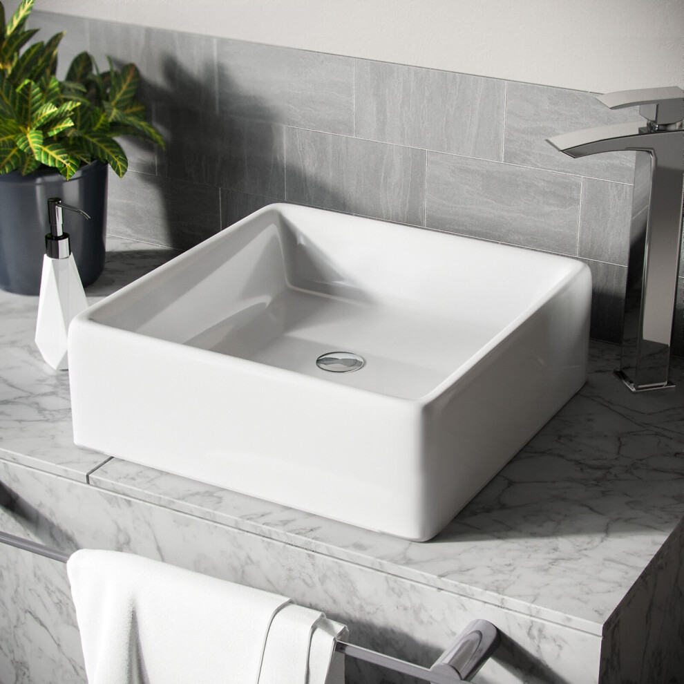 Leven 385 X 385Mm Cloakroom Square Stand Alone Counter Top Basin Sink 5060920921774