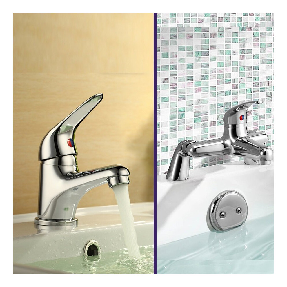 Dame Bathroom Basin Mono Mixer Tap & Bath Filler Tap Chrome