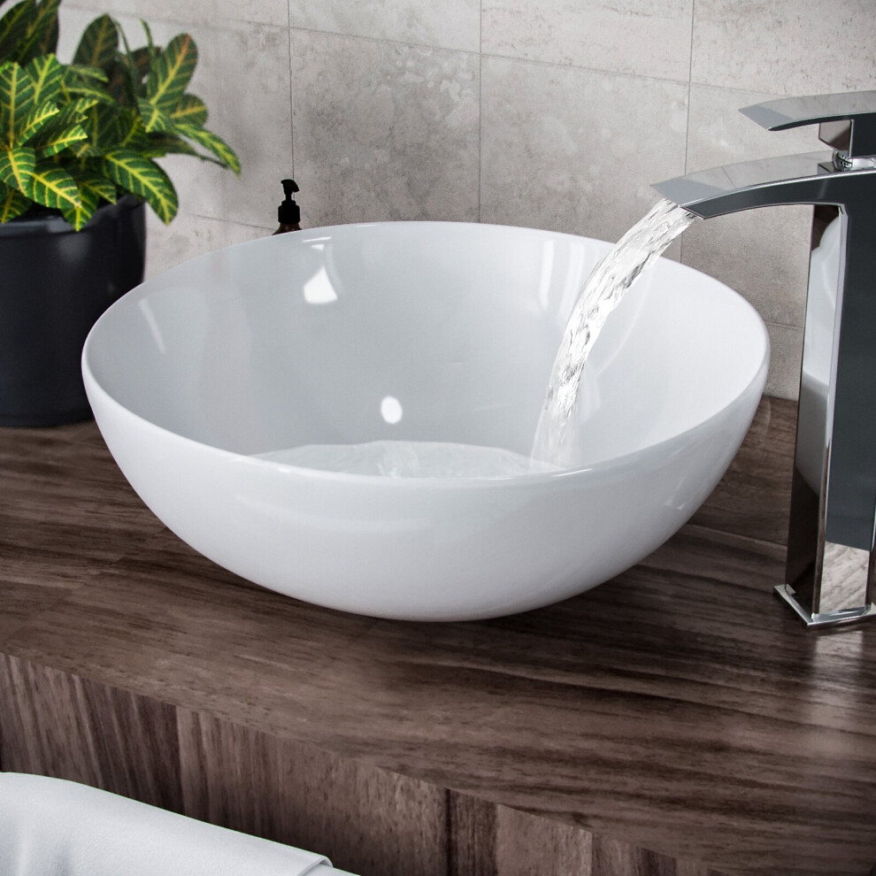 Etive 420mm X-Large Round Cloakroom Counter Top Basin Sink Bowl