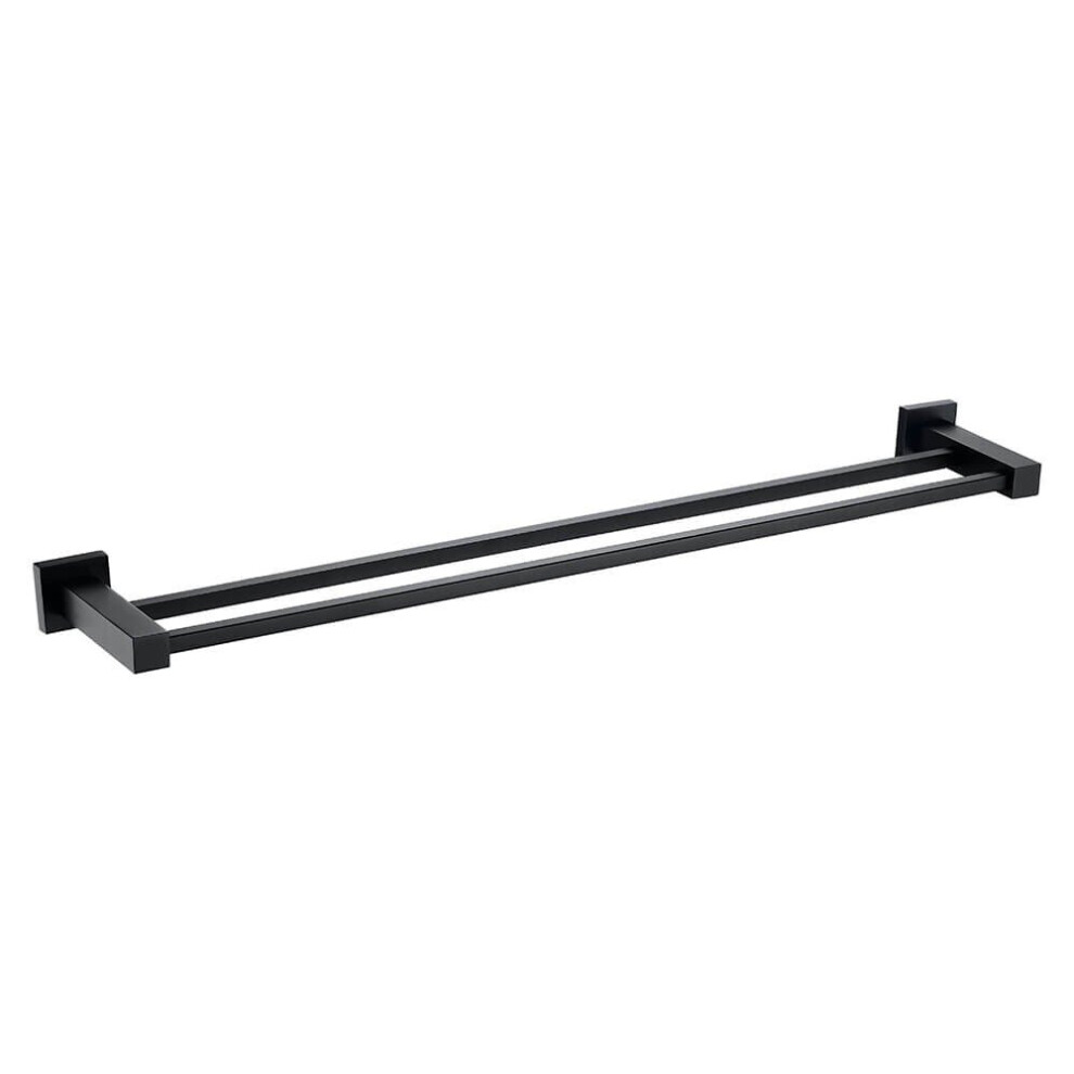 Matte Black Square Double Towel Bar Rail Holder