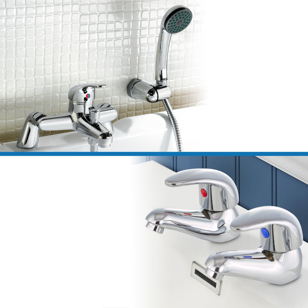 Dame Twin Basin Taps and Bath Shower Mixer Taps Chrome