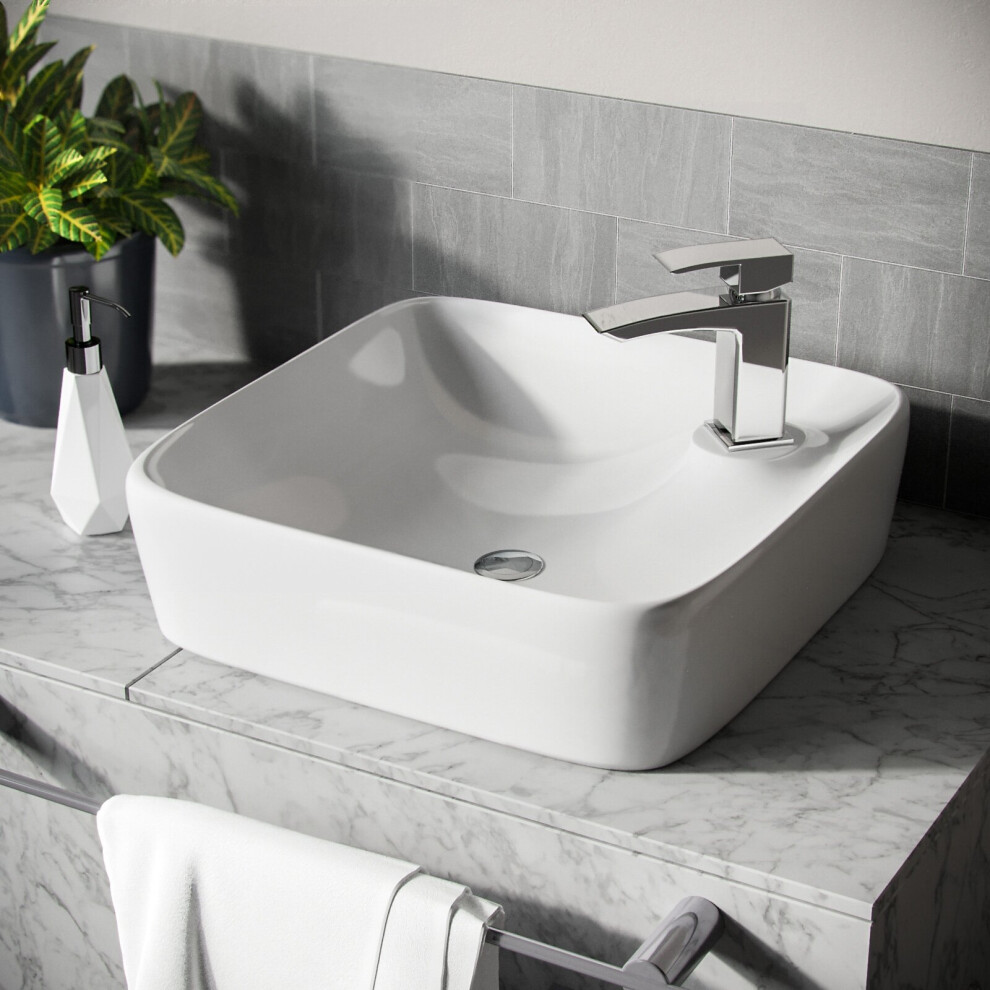 Leven 430 X 430Mm Cloakroom Square Counter Top Rounded Basin Sink 5060920921743