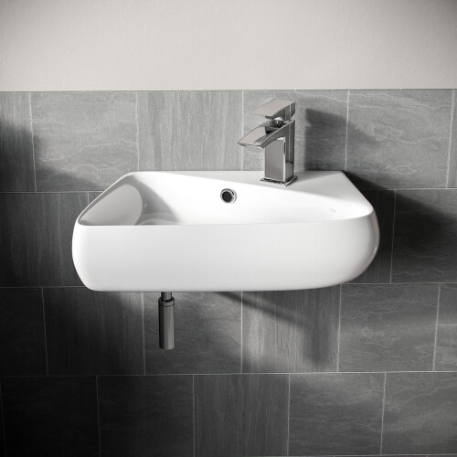 NES Home Tulla 455 x 275mm Rectangle Cloakroom Wall Hung Basin Sink