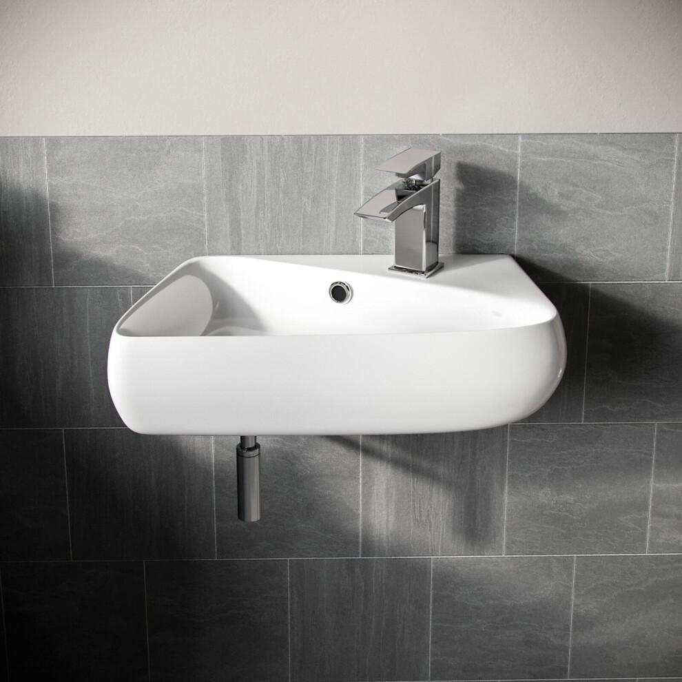 Nes Home Tulla 455 X 275Mm Rectangle Cloakroom Wall Hung Basin Sink White