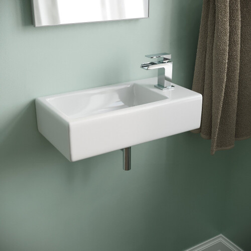 NES Home Tulla 455 x 250mm Large Rectangle Wall Hung Cloakroom Basin Sink