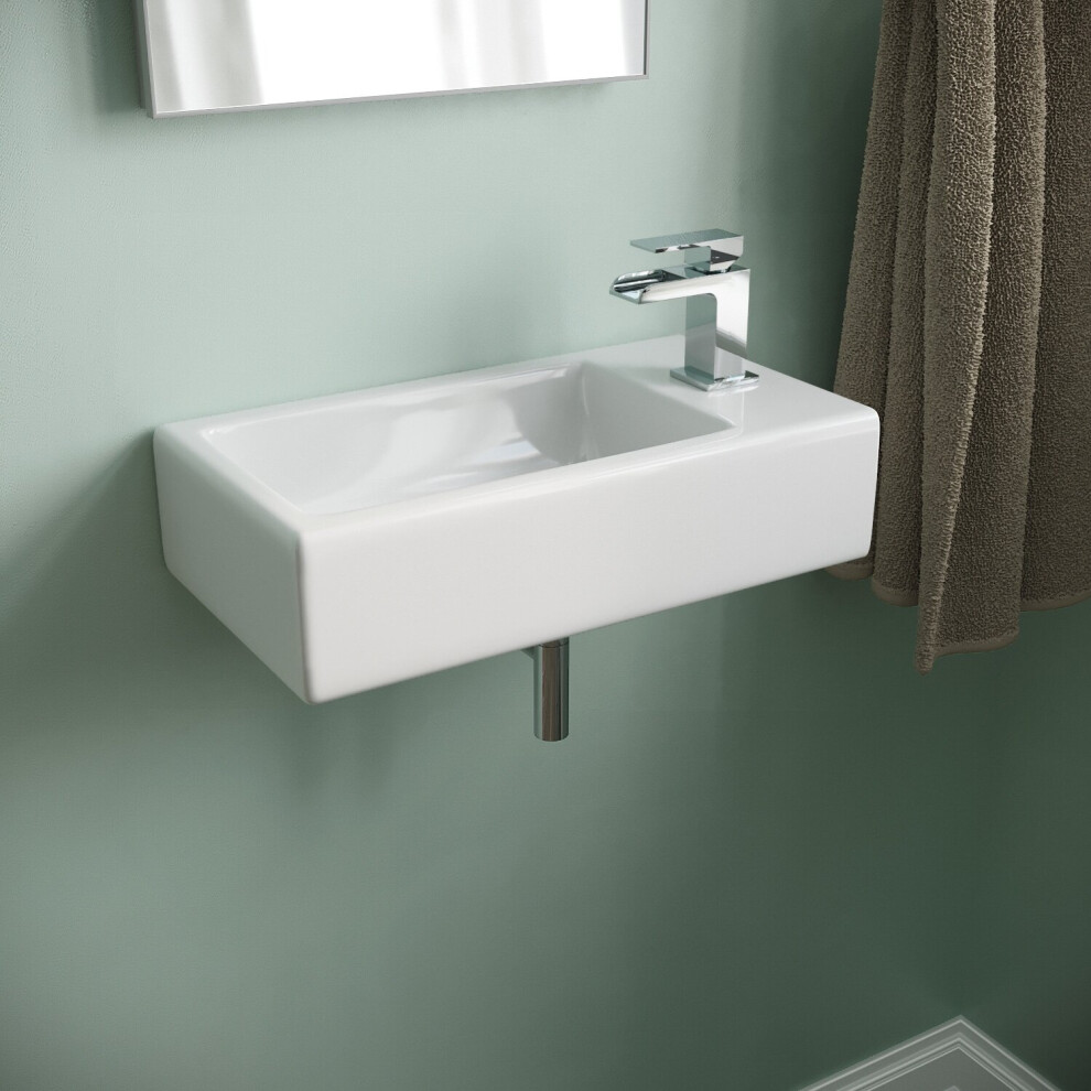 Tulla 455 x 250mm Large Rectangle Wall Hung Cloakroom Basin Sink