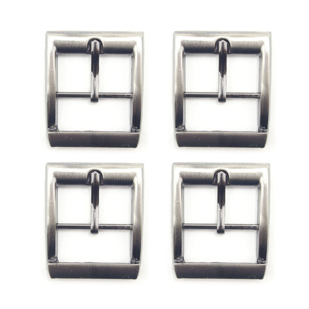 HAND No.22975 Set of 4 Square Metal Buckles for Bags, Belts, Shoes - Gunmetal Tone - 35 x 30 mm