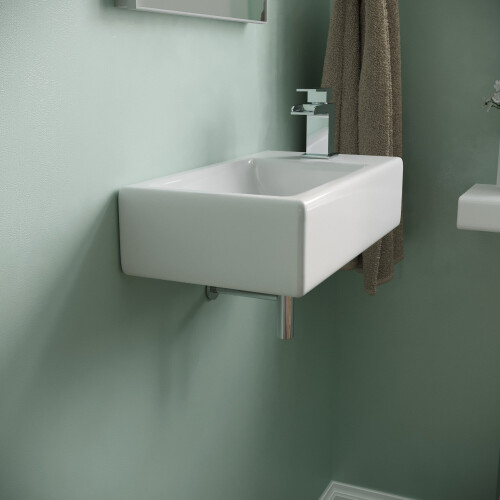 NES Home Tulla 455 x 250mm Large Rectangle Wall Hung Cloakroom Basin Sink 2