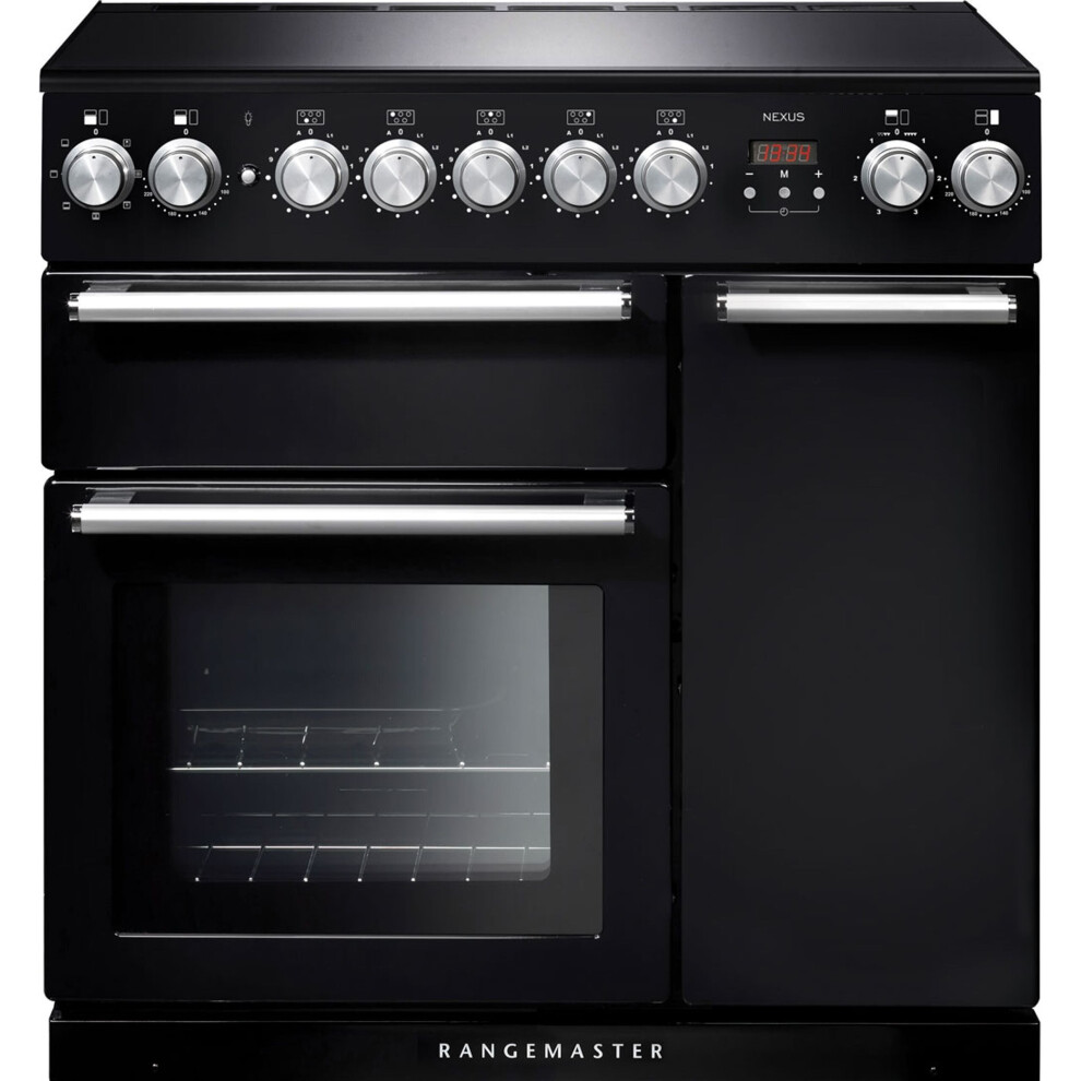 Rangemaster Nexus NEX90EIBL/C 90cm Electric Range Cooker with Induction Hob - Black / Chrome