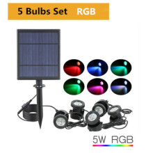 (RGB 5 Lights) RGB Solar LED Waterproof Spotlights Garden Outdoor Pond Pool Yard Underwater