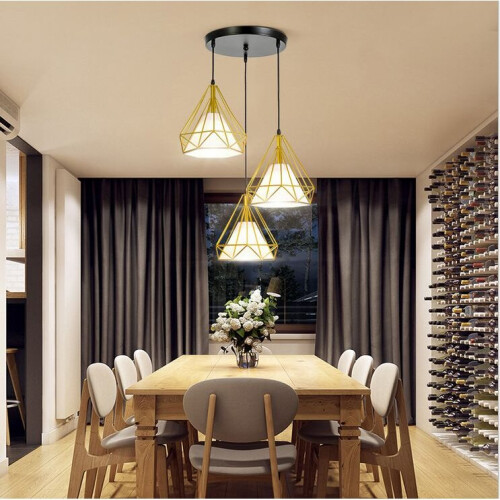 Retro Ceiling Light Vintage Hanging Light Retro Pendant Light 3 Lamp Holders Cage 25CM Industrial Pendant Lamp