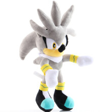 (Silver 30CM) Sonic The Hedgehog Plush Doll Knuckles Tails Kids Gift