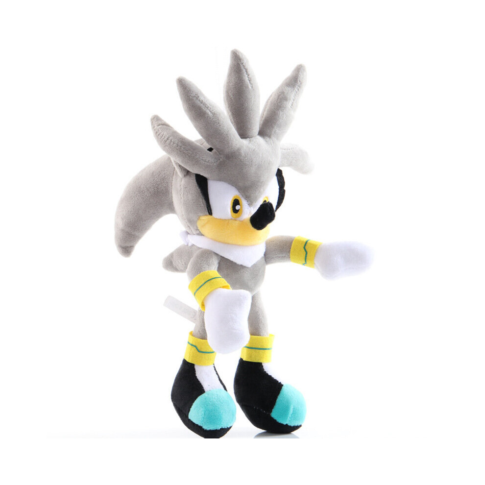 New ( 30Cm) Sonic The Hedgehog Plush Doll Knuckles Tails Kids Gift Silver