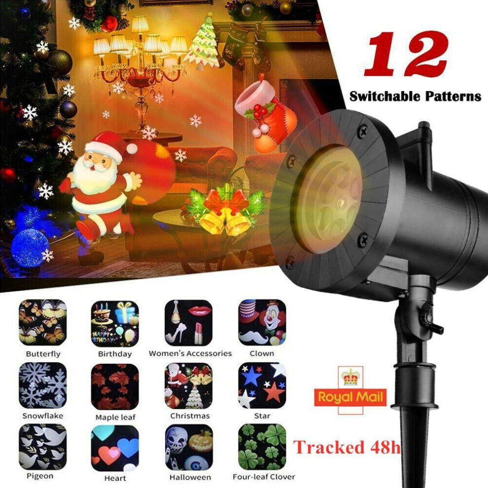 Xmas Halloween Projector Lights 12 Replaceable Lens Led Landscape Lamp