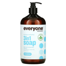 Everyone, 3 in 1 Zeep, Body Wash, Bubble Bad, Shampoo, Ongeurende, 32 fl oz (946 ml)