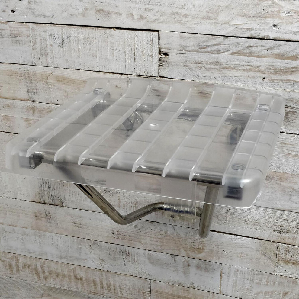 Ecospa Wall Mounted Clear Shower Seat Folding Solid Plastic Bathroom