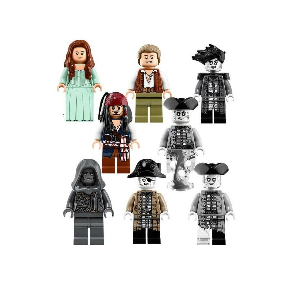 8Pcs Fit Lego Pirates of the Caribbean Minifigures Kids Toys Gifts