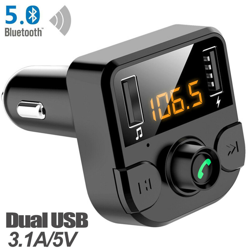 Wireless Bluetooth 5.0 Car Fm Transmitter 2Usb Fast Charger Mp3 Player 640893378161