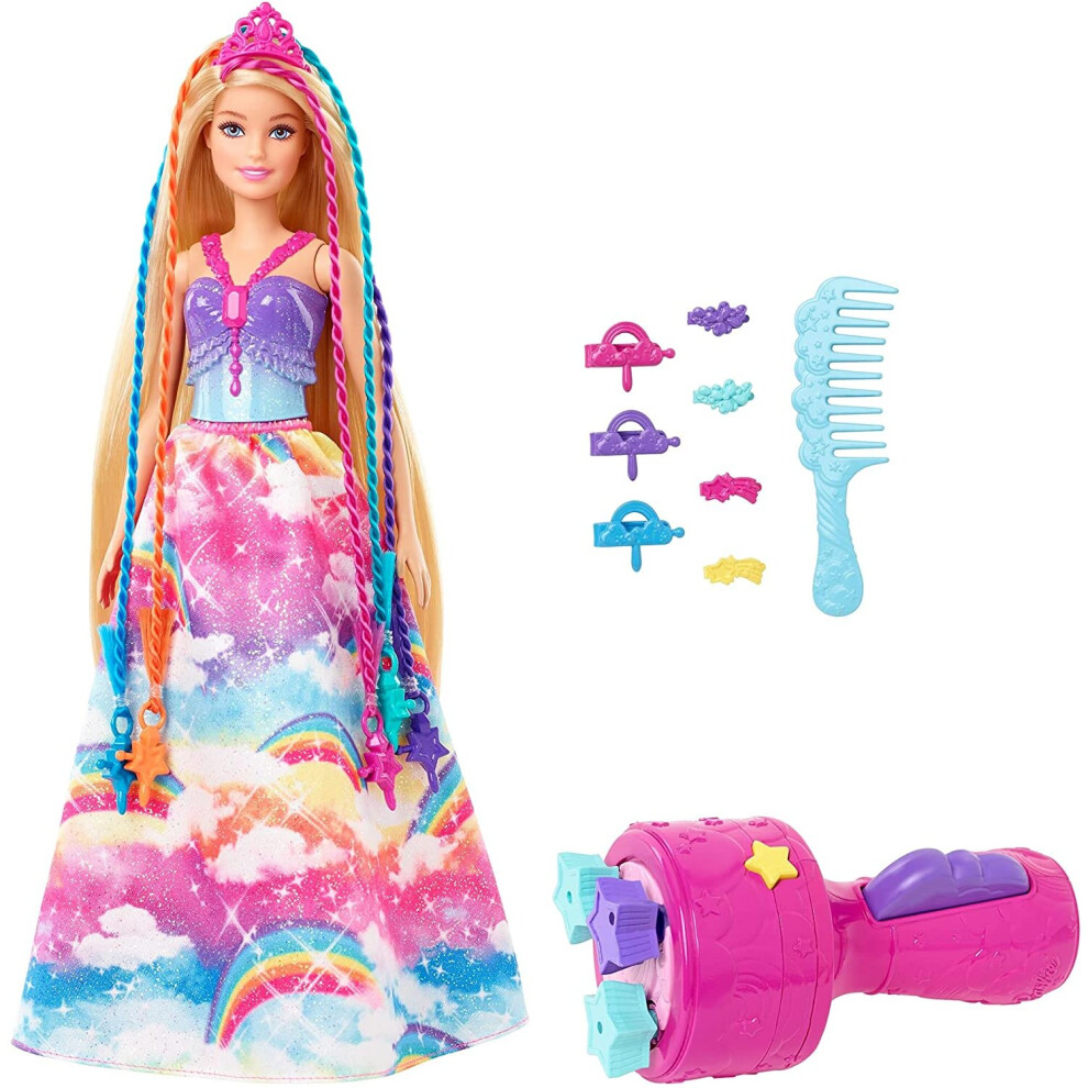 Barbie Dreamtopia Princess Toy Doll with Accessory to Make Colorful Braids and Fantasy Fashion (Mattel GTG00)