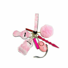 (Pink) Defense Key Chain Set Keychain Pendant Personal Alarm Protection Safety