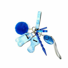 (Blue) Defense Key Chain Set Keychain Pendant Personal Alarm Protection Safety