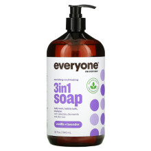Everyone, 3 in 1 Seep, Body Wash, Bubble Bath, Shampoo, Vanille + Lavendel, 32 fl oz (946 ml)