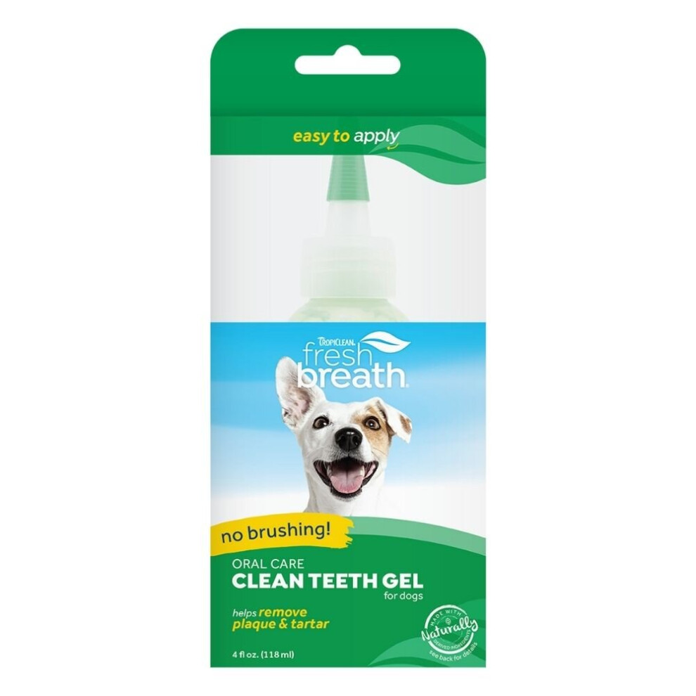 TropiClean Fresh Breath By No Brushing Clean Teeth Dental and Oral Care Gel for Dogs, 4 Oz, Large