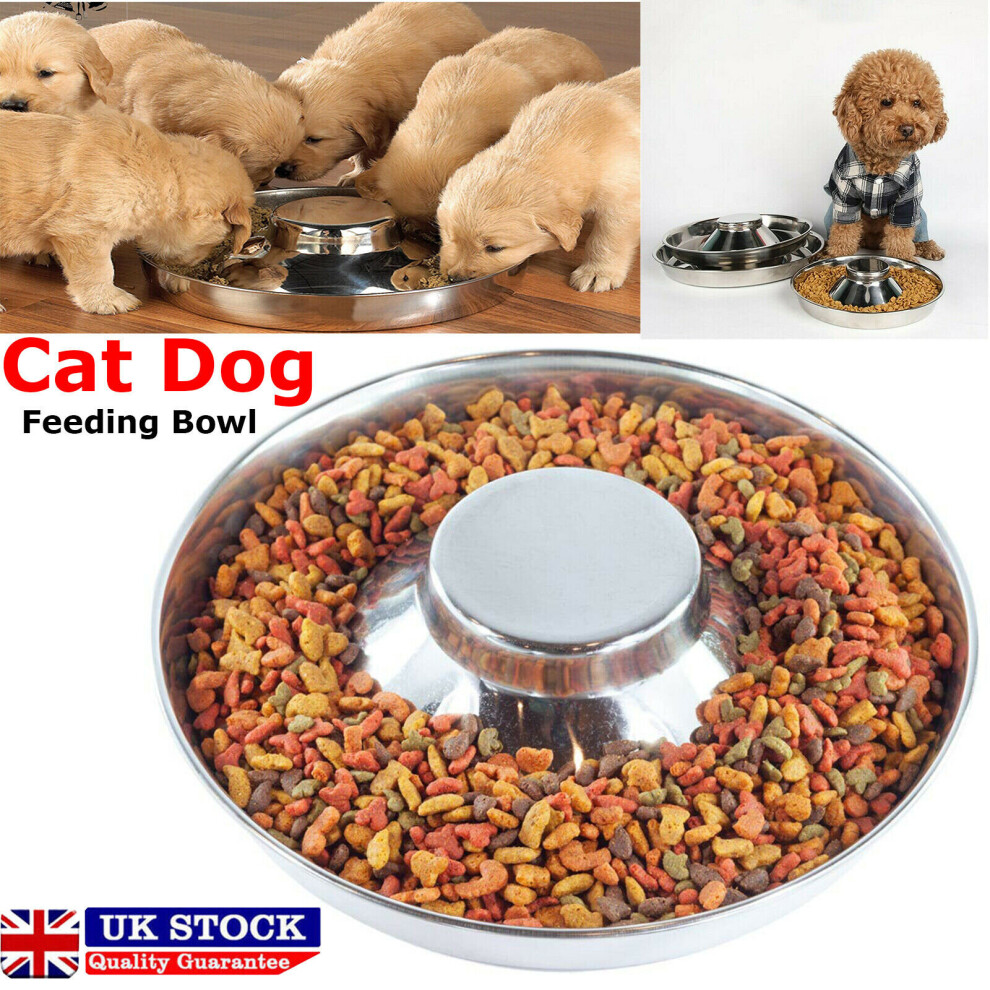 Puppy Dog Pet Cat Food Weaning Silver Stainless Feeder Bowl Dish