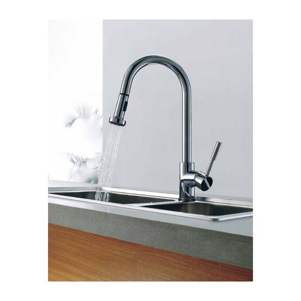 Kitchen Sink Pull Out Spray Mono Mixer Tap Chrome