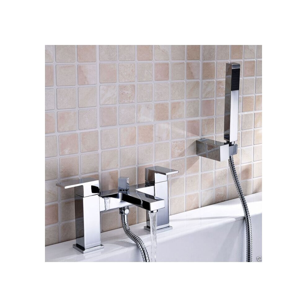 Lima Cube Square Bath Shower Mixer And Shower Handset 5060920922702