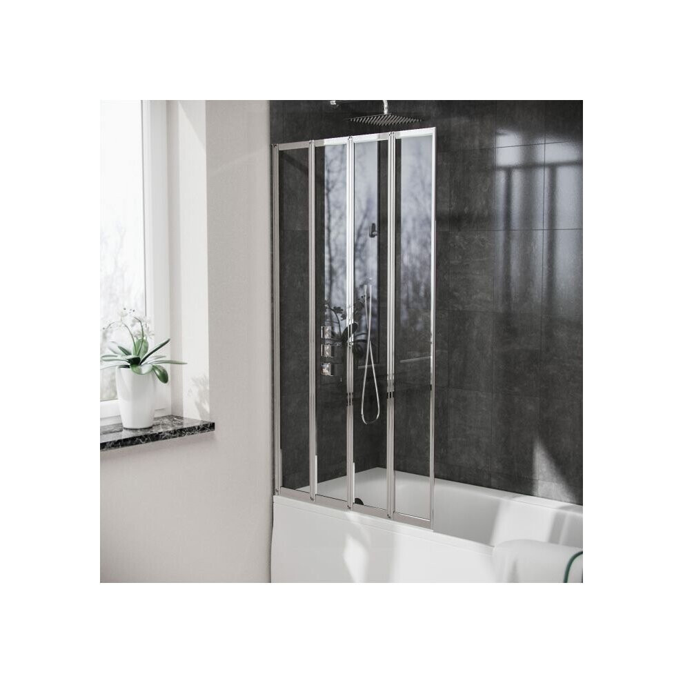 Parga 800 mm Bath Shower Screen with 4 Reversible Glass Folding Door