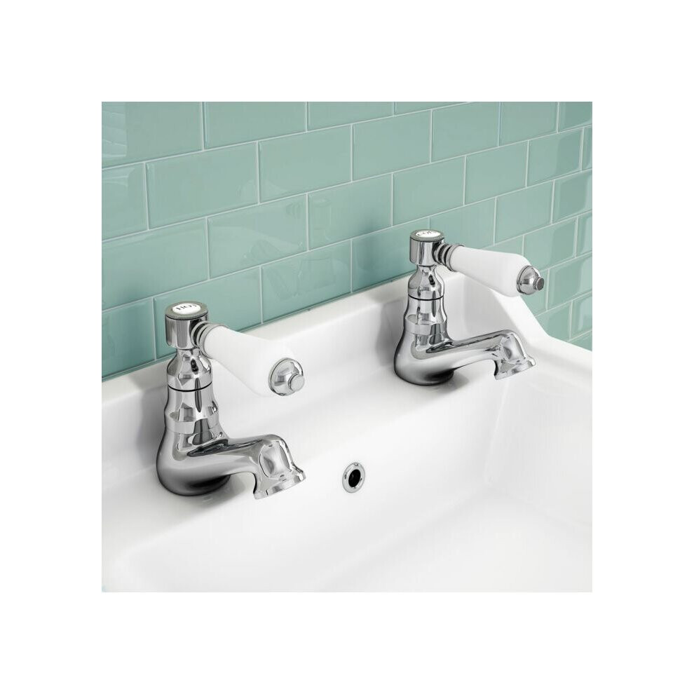 Imperior Traditional Bathroom Hot & Cold Twin Basin Taps 5060920923488