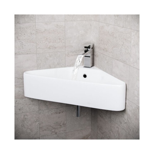 NES Home Tulla 575 x 430mm Triangle Corner Wall Hung Basin Sink