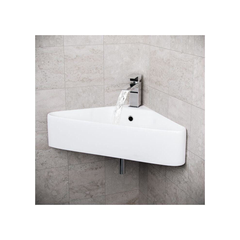 Tulla 575 x 430mm Triangle Corner Wall Hung Basin Sink