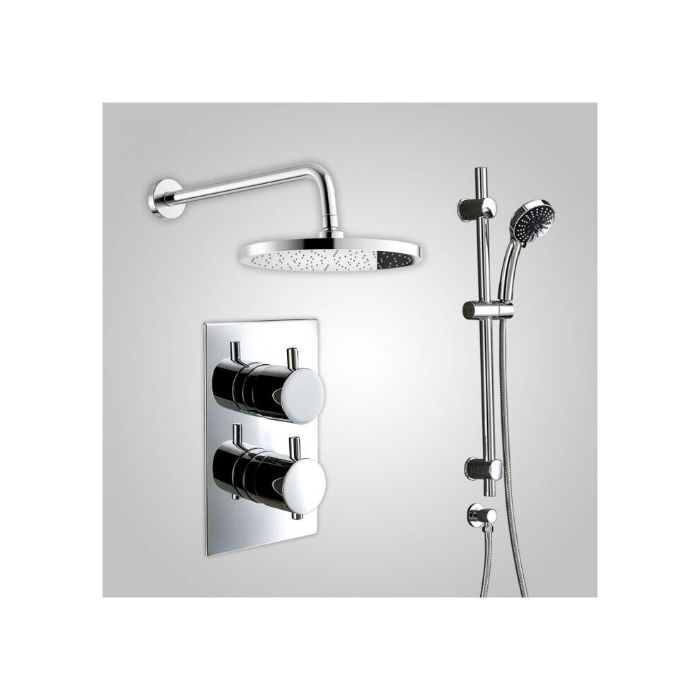 Violet Thermostatic 2 Dial 2 Way Round Set - Shower Head & Slider Rail Handset
