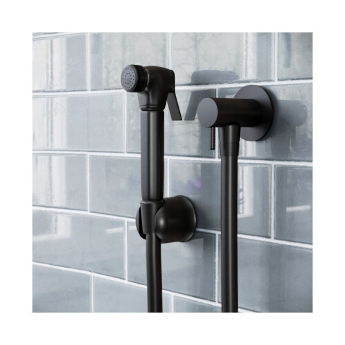 Shataff VB102B Matte Black Brass Hand Shower Bidet Spray with Thermostatic Control 20-50C, 1/2 in BSP