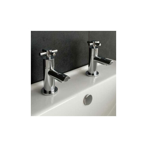 NES Home Crox Twin Hot and Cold Twin Basin Taps Chrome 1
