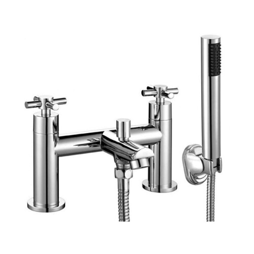 NES Home Crox 4401 Modern Bath Shower Mixer Tap Chrome Ceramic Cartridge, Brass, Diffuser Spout, Deck Mounted 2-Hole