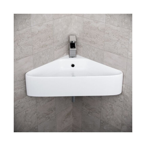 NES Home Tulla 575 x 430mm Triangle Corner Wall Hung Basin Sink 1