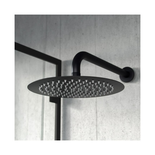 NES Home Matte Black Round Rainfall Modern Overhead Shower Slim Head 250mm
