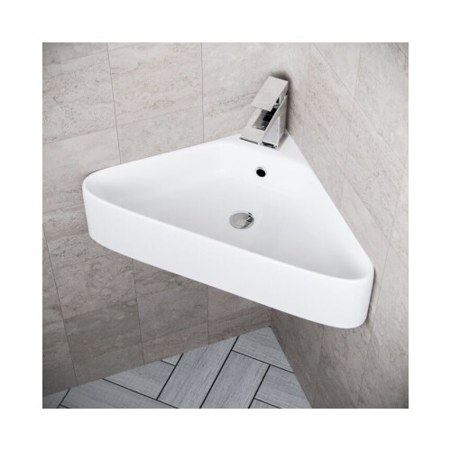 NES Home Tulla 575 x 430mm Triangle Corner Wall Hung Basin Sink 2