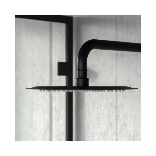NES Home Matte Black Round Rainfall Modern Overhead Shower Slim Head 250mm 1