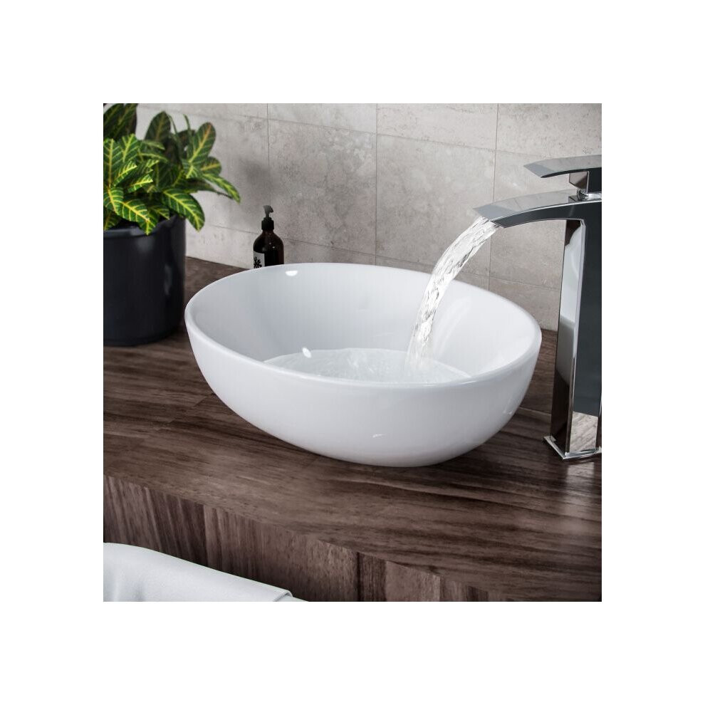 Etive 410 x 335mm Oval Cloakroom Counter Top Basin Sink Bowl