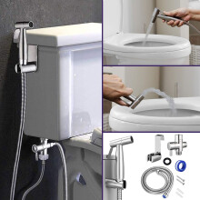 VB202 Thermostatic Handheld Bidet Sprayer Kit - Silver Stainless Steel, Chrome Finish, 59in Hose, Horizontal Spray