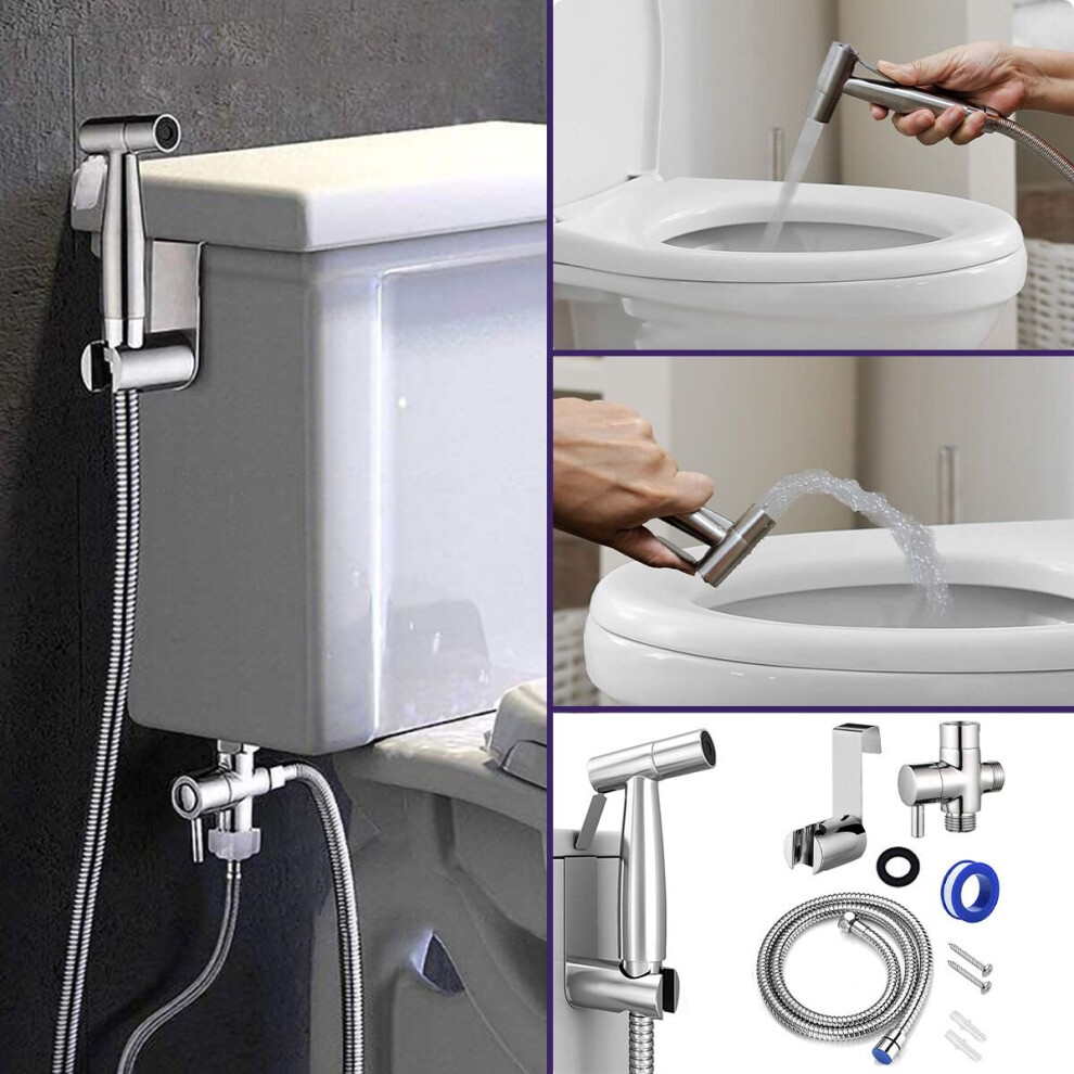 Handheld Bidet Toilet Sprayer Jet Sprayer Kit Silver