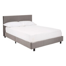 Compact Bed In Box In Brushed Steel Velvet, Minimalist Bed For Bedroom, Sturdy Bed With Vertical Stitching