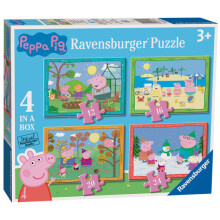 Ravensburger Peppa Pig Seasons 4-in-1 Box Jigsaw Puzzles (3114) - 4 Seasonal Scenes, 19x14cm Each, Ages 3+