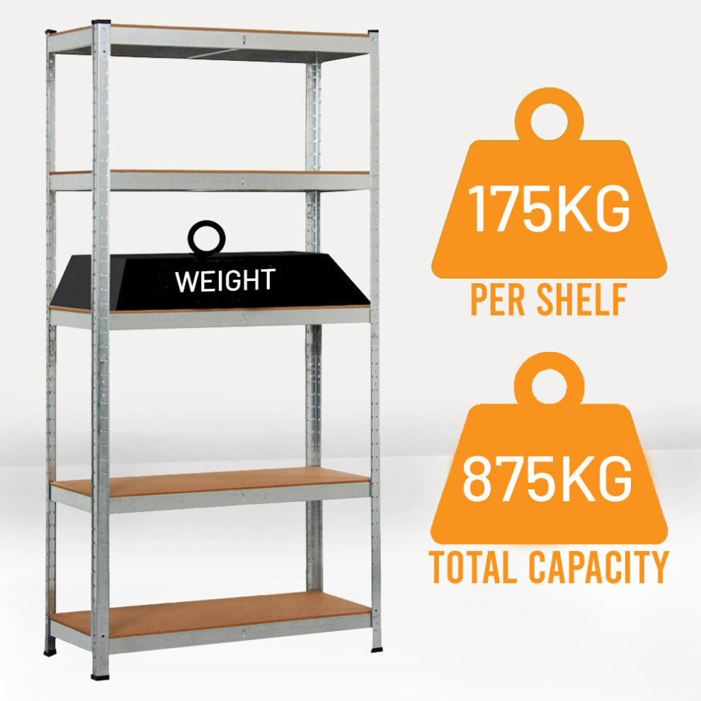 5 Tier Racking Shelf Heavy Duty Garage Shelving Storage Shelves Unit 180x90x40cm