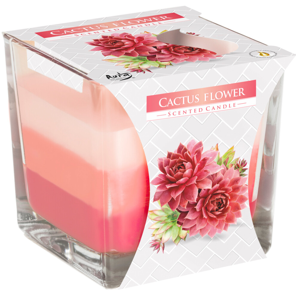 (Cactus Flower) Layered Tri-Coloured Double Wick Scented Candle